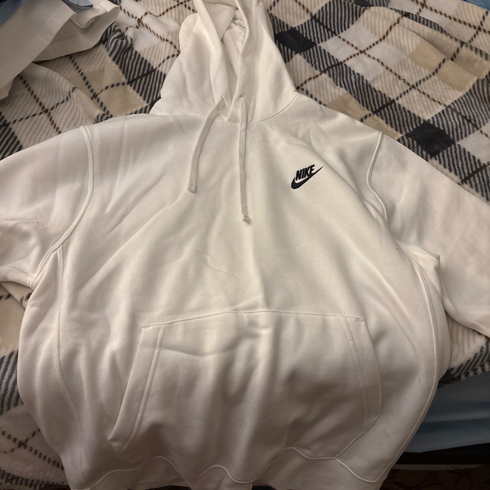 Nike White Hoodie with Black Logo
